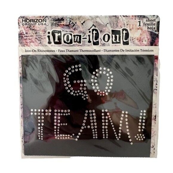 Set of 6 IRON-IT-OUT Horizon‎ Group USA Black White DIY Iron Rhinestones GO TEAM - Picture 2 of 3